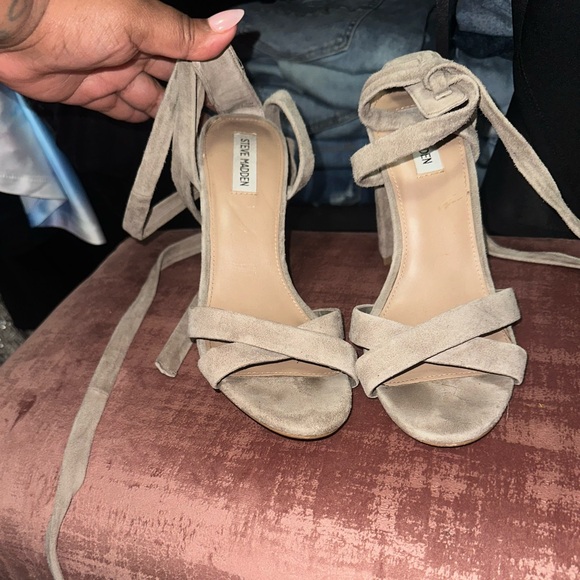Steve Madden Christey Taupe Suede Leather Lace Up Heels size 10 - Picture 5 of 6